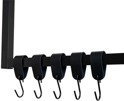 Produktbild von HOME DELUXE - S-Haken SHAPE - Schwarz, 11 x 3 x 4cm, Eisen mit Polyurethan Leder, inkl. Doppelnaht I Kleiderhaken Kleiderbügel Garderobenhaken Kleideraufhänger - Variantenauswahl