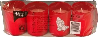 Produktbild von Papstar Grablichter "Stundenbrenner" Ø 5 cm · 6,5 cm rote Hülle, 24 x 4 Stück