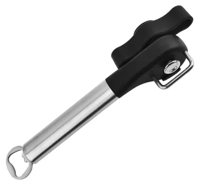 2-in-1 Handdosenöffner aus Edelstahl, 22 cm, schwarz/silber