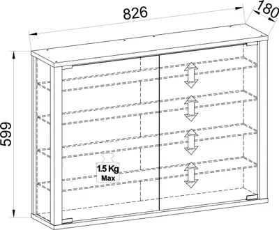 Zdjęcie produktu dla Wiszące szklane pokrowce | Szkło z bezpiecznym szkłem ESG | Wymiary: H. 60 x W. 83 x D. 18 cm | Wiszące pudełko szklane | Nowoczesne i oszczędne miejsce | Szklana szafka ekspozycyjna - Vitrosa L