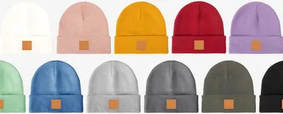 Produktbild von Occulto Leatherpatch Winter Mütze Beanie (Brown Label) Bordeaux Red