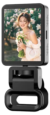 Zdjęcie produktu dla 2,4-calowy magnetyczny ekran do selfie, łączność Bluetooth, bezprzewodowe lusterko z kamerą tylną z uniwersalnym uchwytem, regulowana ostrość, kompatybilny z systemami iOS i Android