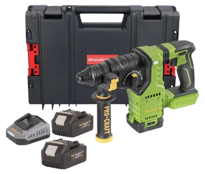 Produktbild von Procraft PHA30bb Akku Bohrhammer 20 V 2,8 J SDS plus Brushless + 2x Akku 4,0 Ah + Ladegerät + RHINO Toolcase