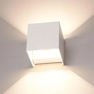Image de HOFTRONIC - Applique murale LED 7W 560lm 3000K IP65 Blanc cube up & downlight