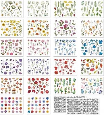 Produktbild von 500 Stück Transparente Blumen Aufkleber DIY Dekoration Set