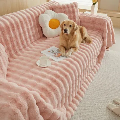Immagine prodotto di Copridivano in peluche 3 posti 180*300 cm Copridivano Protezione per divano Morbido Spesso Caldo per l'inverno, divano, letto, camera da letto, soggiorno, rosa