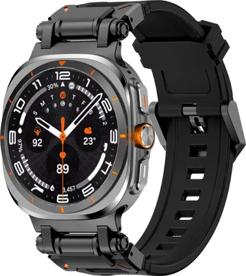 Produktbild von Für Samsung Galaxy Watch Ultra 47mm Silikon Armband mit Metall - Schnellverschluss Schwarz