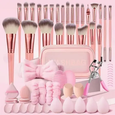 Image de INF Ensemble de 25 pinceaux de maquillage avec éponges, bandeau et manchettes
