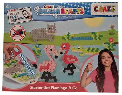 Immagine prodotto di CRAZE 20579 - Splash Beadys - Set iniziale perline da infilare, perline ad acqua, fenicotteri & Co.