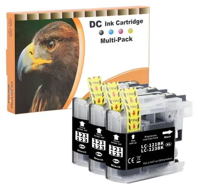 Produktbild von D&C 3X Schwarz Druckerpatronen Kompatibel für Brother LC-123 LC123 XL für DCP-J152W DCP-J172W DCP-J4110DW DCP-J552DW DCP-J752DW MFC-J245 MFC-J4410DW MFC-J4510DW MFC-J4610DW MFC-J470DW J4710DW J650DW