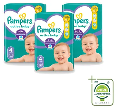Immagine prodotto di 3 pannolini Pampers Active Baby, taglia 4, da 9 a 14 kg - confezione grande - 3 pezzi