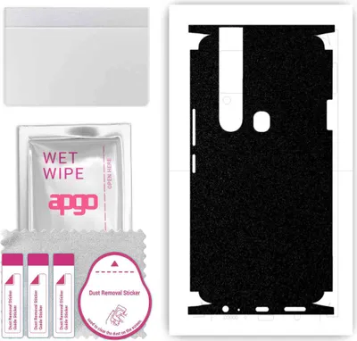 Produktbild von apgo Rückseite + Seiten Schutzfolie, Skin, kompatibel mit Tecno Camon 15 Pro, Hinten Displayschutzfolie aus Vinylfolie, kratzfest, einfache Montage - Mattschwarz
