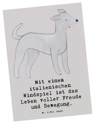 Produktbild von Mr. & Mrs. Panda Postkarte Italienisches Windspiel Glück - Grau Pastell - Geschenk, Hunderassen, Postkarten, Ansichtskarte, treue Begleiter, Hunde, Hundeliebhaber
