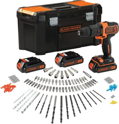 Zdjęcie produktu dla Black & Decker BDCHD181B3A, Wiertarka pistoletowa, Czarny, Pomarańczowy, 1 cm, 2,5 cm, 1 cm, 1 cm