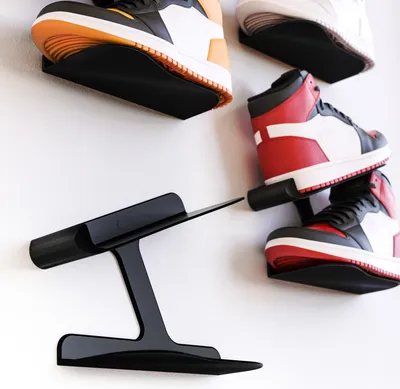 Produktbild von Sneaker Wandhalterung Schuh Regal Schwebend Wandhalter Schuhablage Display Schwarz 2 Stück