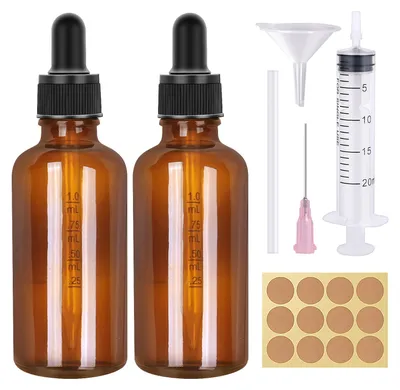 2er-Set Braunglasflaschen 50 ml mit Glaspipette für ätherische Öle