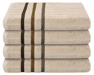 Produktbild von uncover by SCHIESSER Handtuch Ohio | 4er-Set | Streifen-Design | 100% Baumwolle | Weich, saugstark und pflegeleicht | 50x100 cm | Sand