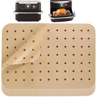 Produktbild von Backpapier für Heißluftfritteuse 100 Stück, kompatibel mit Ninja Foodi FlexDrawer 10,4 L, Duronic/Cecotec Dual 9000 9L