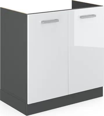 Zdjęcie produktu dla Vicco Szafka zlewu R-Line, 80 cm bez blatu roboczego, Biały wysoki połysk/Antracyt