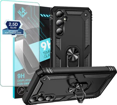 Produktbild von Armor Outdoor Handyhülle für Samsung Galaxy A05s Handy Panzer Case Schutzhülle mit 9H Displayglas Displayschutz Farbe: Schwarz