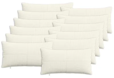 Obrázok produktu pre vidaXL Vankúšový poťah, 12 ks, ALMELO, krémová farba, 40 x 80 cm, materiál: cord