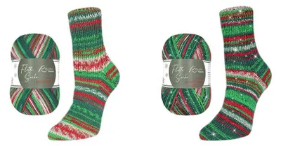 Produktbild von 2er Set Rellana Christmas 2025,2x100 g,1x mit Glitzer 1xohne. 4-fädige Sockenwolle