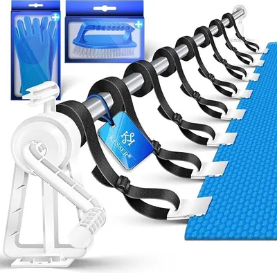 Produktbild von Pool Aufroller Premium Aufrollsystem 1,05m - 6,15 m für Solarplane | mobiles Aufrollvorrichtung für Poolplane & Abdeckung inkl. Bänder, Bürste & Handschuhe | witterungsbeständiges Material