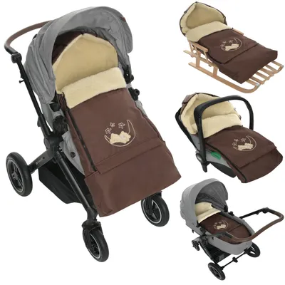 Produktbild von Winter Fußsack für Kinderwagen Babyschale Schlittensack Wollesack Baby Fußsack Kuschelsack Winterfußsack 40 x 90/110 cm (Braun)