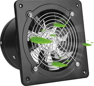 Produktbild von Extraktionsventilator Axialventilator Ø 150 mm Stil mit Rückstromklappe 600 m³/h 28 W Rohrventilator - Haus Küche Garage - Schwarz