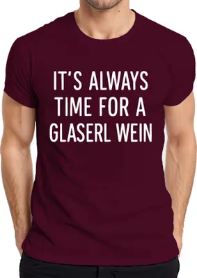 Produktbild von Zeit für ein Glaserl Wein Weinliebhaber Geschenk Weingenießer Herren T-Shirt, Burgundy, M