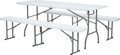 Image de Axi Elba Ensemble De Table De Brasserie Pliable Avec Deux Bancs, Plastique Hdpe | Pour Le Jardin, Le Balcon Ou Le Camping : 180 X 74 X 75 Cm