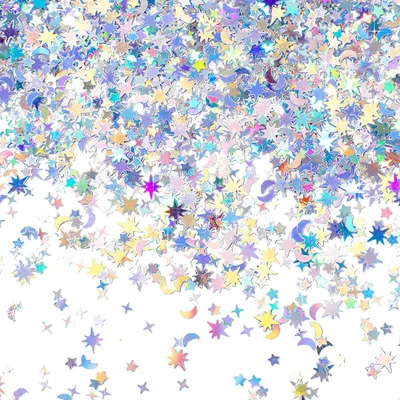 Productafbeelding van Zilveren confetti - Laserglitters in de vorm van mondjes en sterren - Tafeldecoratie - 30 gram
