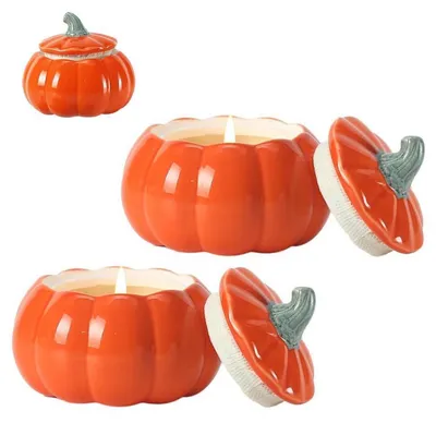 Productafbeelding van Geurkaars pompoen, "Pumpkin Spice", sojawas, set van 2, herfst, Halloween