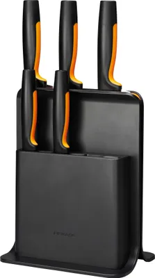 Produktbild von Fiskars Functional Form - blok na noże do cięcia wzdłużnego - stal nierdzewna - tworzywo sztuczne - stal nierdzewna - stal nierdzewna - czarny - czarny - pomarańczowy