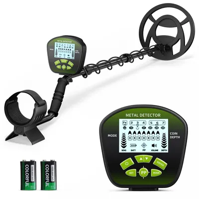 Produktbild von Metalldetektor - GT860 - 26 cm wasserdichte Suchspule - 25 cm Suchtiefe - Längenverstellbar - LCD-Display - Batterien nicht enthalten - Grün