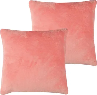 Produktbild von Dekokissen Kuschel "Celina" 2er Pack, in der Größe "60 x 60cm" - Lachs - Kissenbezug mit Reißverschluss