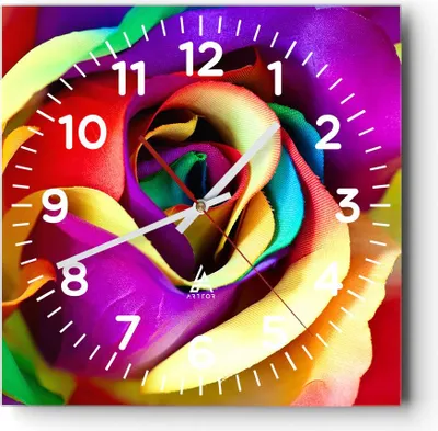 Produktbild von Wanduhr - Quadrat - Glasuhr - Blume Farbe Rose - 40x40cm - Schleichendes Uhrwerk - Lautlos - zum Aufhängen bereit - Dekoration Modern - Wanddekoration aus Glas - C4AC40x40-3623