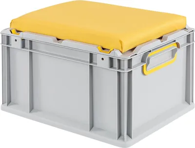 Produktbild von Eurobox NextGen Seat Box Gelb | HxBxT 26,5x30x40cm | 20 Liter | Griffe geschlossen | Grau | Eurobehälter, Sitzbox, Transportbox, Transportbehälter, Stapelbehälter