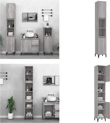 Produktbild von vidaXL Badschrank Grau Sonoma 30x30x190 cm Holzwerkstoff - Badschrank - Badschränke - Badezimmerschrank - Bad Schrank