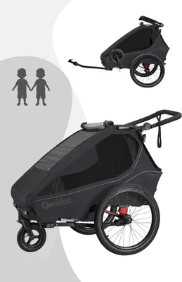 Produktbild von Qeridoo Kidgoo 2 - Kinderfahrradanhänger für 2 Kinder, Farbe: Phantom Grey