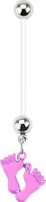 Produktbild von Schwangerschaft Piercing: PTFE Bauchnabelpiercing für Schwangere Füße pink