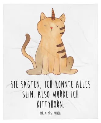 Produktbild von Mr. & Mrs. Panda Kuscheldecke Einhorn Katze - Weiß - Geschenk, Regenbogen, Plaid, Decke, Unicorn, Flauschige, Erwachsenwerden, Tagesdecke, Mieze, Bettdecke