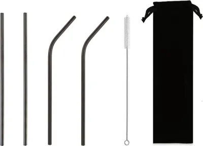 Obrázek produktu pro Kovová brčka - sada 4 ks 215x8 mm - černá