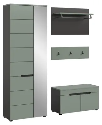 Produktbild von Garderoben-Set Canu | Basalt grau / Smoke Green | 3-teilig