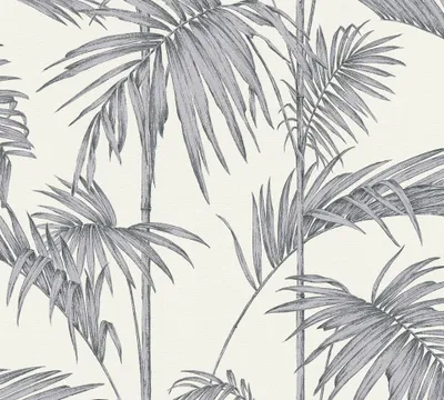 Obrázek produktu pro Livingwalls palmová tapeta Metropolitan Stories tropická tapeta Lola Paris netkaná tapeta šedá stříbrná bílá 10,05 m x 0,53 m