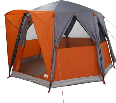 Image de Tente cabane vidaXL 3 personnes, gris et orange, 320 x 320 x 203 cm