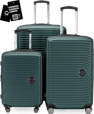 Produktbild von Hauptstadtkoffer MITTE - Gepäck-Set 3 Koffergrößen + digitaler Namensschild Gepäckanhänger, Reisetrolleys mit XL Erweiterung Kofferset Aufgabegepäck ,Waldgrün