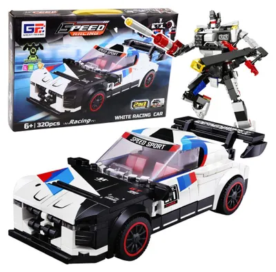 Image de Blocs de construction ​ ​ Robot voiture de sport 2 en 1, blanc, 320 pièces.