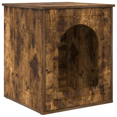Produktbild von vidaXL Katzenhaus Geräucherte Eiche 53 x 52 x 62 cm Holzwerkstoff
