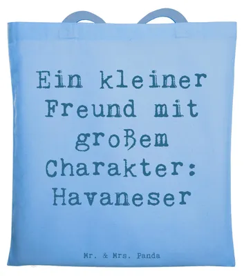 Produktbild von Mr. & Mrs. Panda Stoffbeutel Spruch Havaneser Freund - Sky Blue - Geschenk, Tasche, Hunderasse, Hundecharakter, Hund, Hunderassen Vielfalt, Tote Bag, verspielt, Charakter